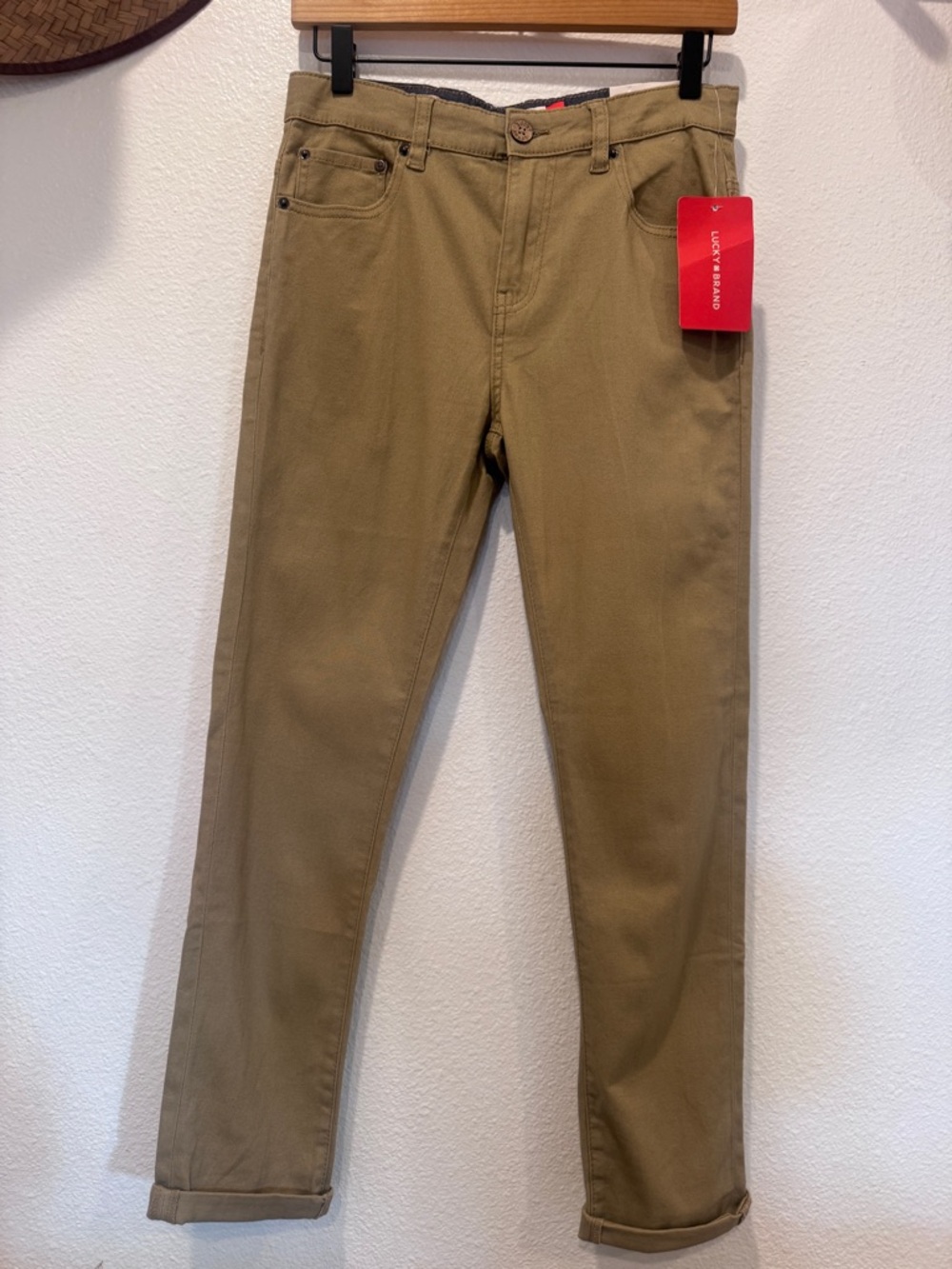 NWT Lucky Brand Skinny Stretch Chinos Pants in Tan - Size 14